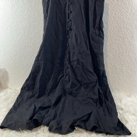 GAP Linen Blend Cutout Midi Dress With Pockets Black Size 8 Tall NEW - Picture 4 of 12